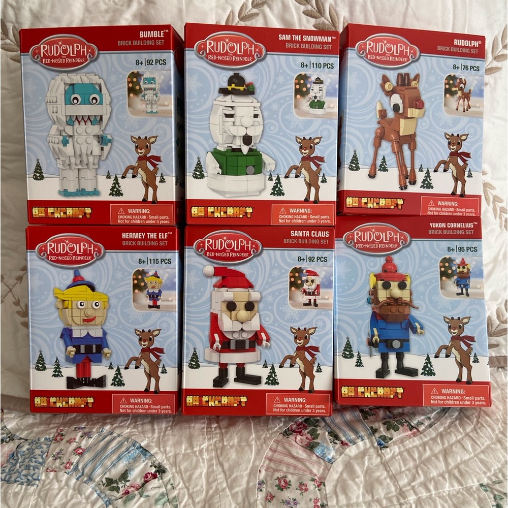 Brickcraft Rudolph the Red Nose Reindeer Character Set of 6